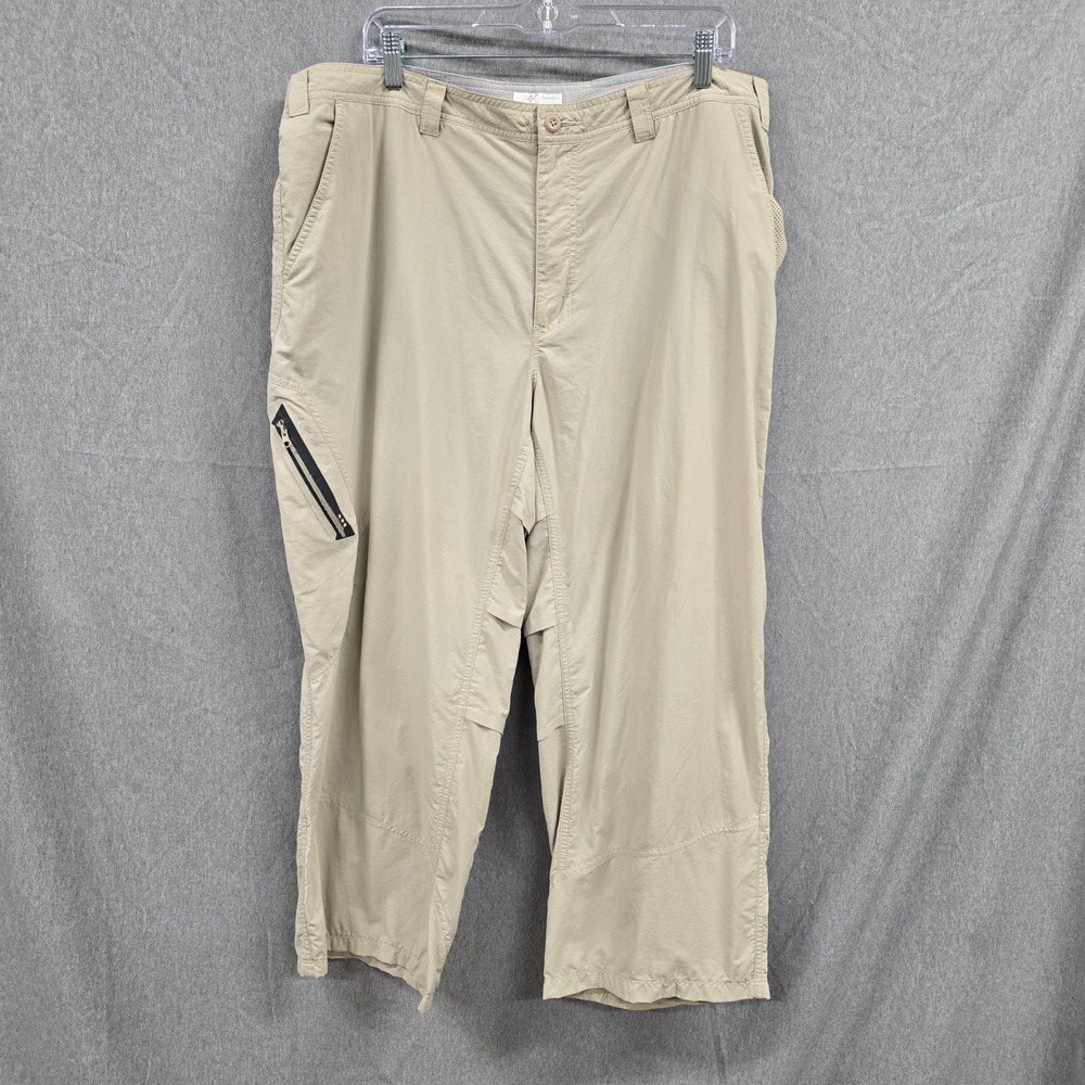 Columbia PFG Mens Fishing Pants‎ Tan Tactel Nylon Cargo Size 40/50